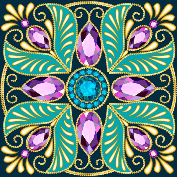 Ilustración Broche Mandala Realizado Utilizando Técnica Pintura Puntual — Vector de stock