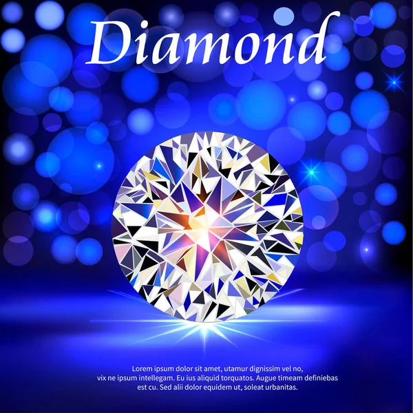 Ilustración Joyería Cartel Diamante Con Gema Purpurina — Vector de stock