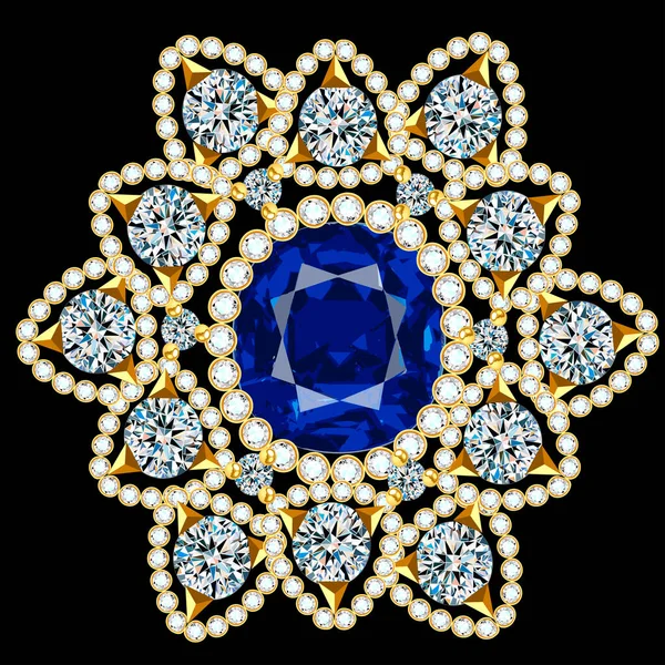 Joyas Broche Mandala Elemento Diseño Geométrica Vintage Ornam — Archivo Imágenes Vectoriales