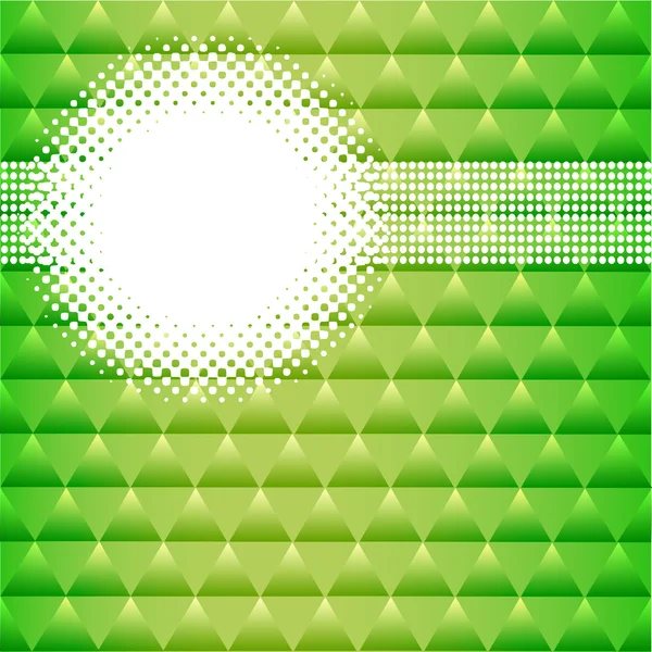 Hintergrund mit grünen Dreiecken und Kreisen für Text — Stockvektor