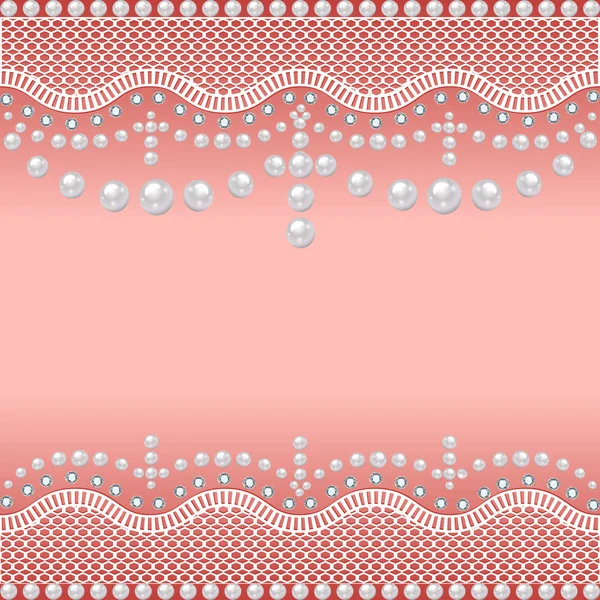 Background with a grid of pearls and precious stones — Stock Vector