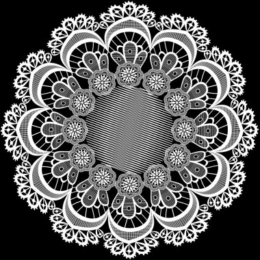 yuvarlak dantel çiçek desenle