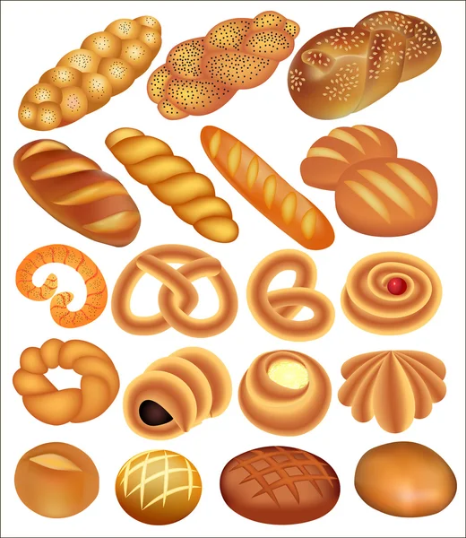 Set of bread wheat on white — Stock Vector