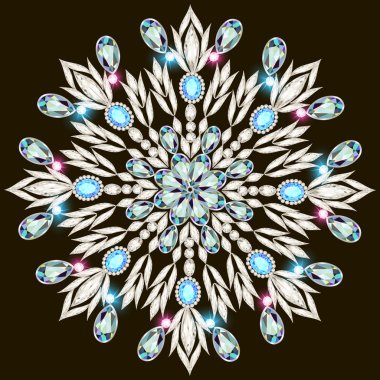  değerli taşlar siyah arka plan üzerine yapılmış parlak kar tanesi