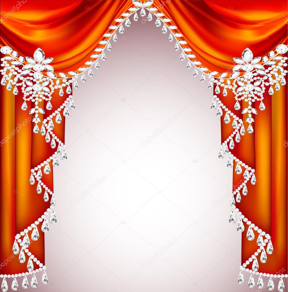  background with red curtains with precious stones for invitatio