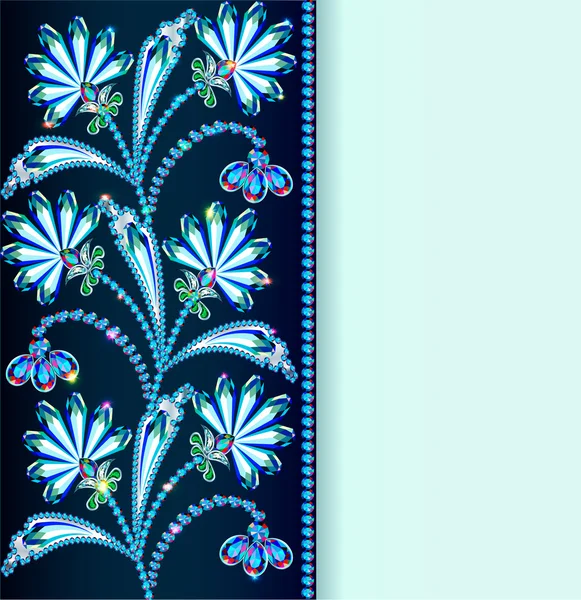 Vintage achtergrond met bloemen gemaakt van edelstenen en stri — Stockvector