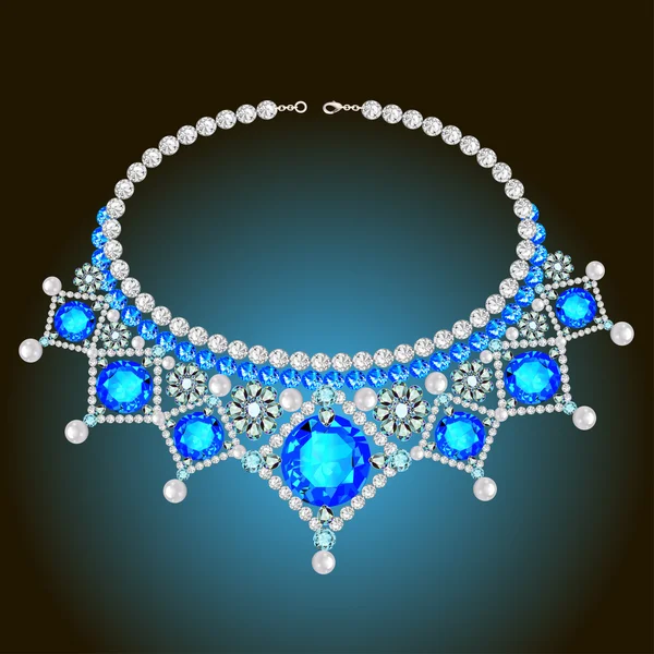 女人的项链与珍珠和宝石 — 图库矢量图片