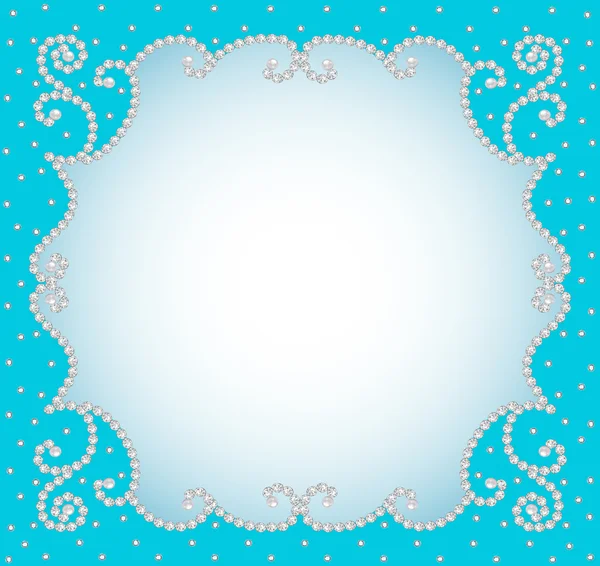Background frame with pearls and precious stones — Stock Vector
