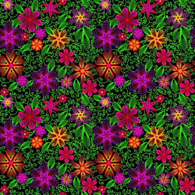 swirls, çiçek ve yaprakları sorunsuz arka plan