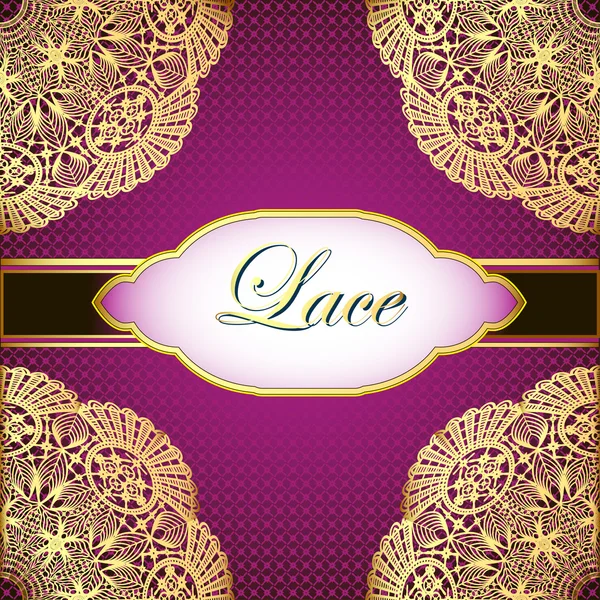 Background with gold lace and place for text — Stock Vector