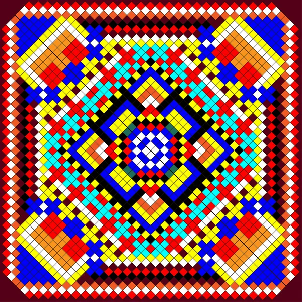 Fondo de mosaico de ornamento geométrico con cuadrados de colores — Vector de stock