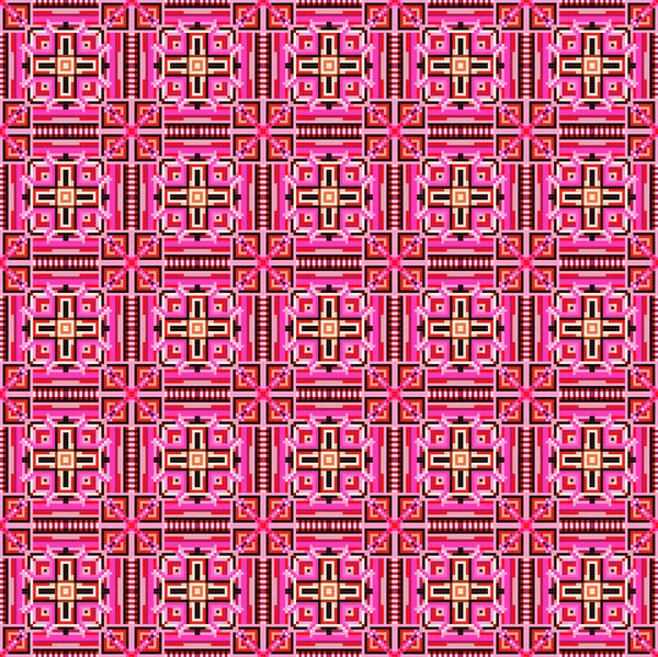 Mosaïque transparente d'ornement géométrique avec carrés roses — Image vectorielle