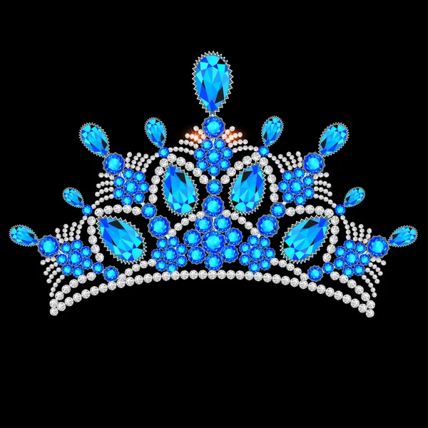 Corona tiara mujeres con brillantes piedras preciosas — Vector de stock