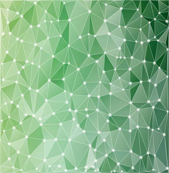 Fondo verde poligonal con contornos blancos — Vector de stock