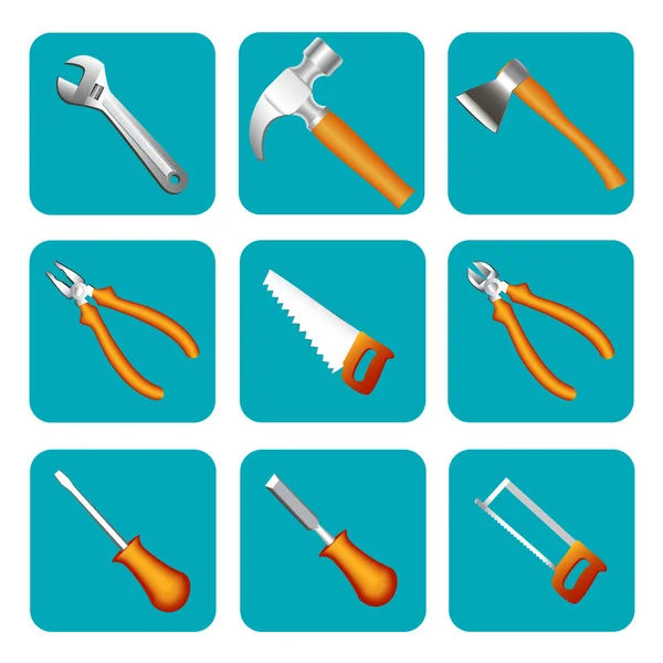 Icon set of tools saw, hammer, screwdriver, — Stock Vector