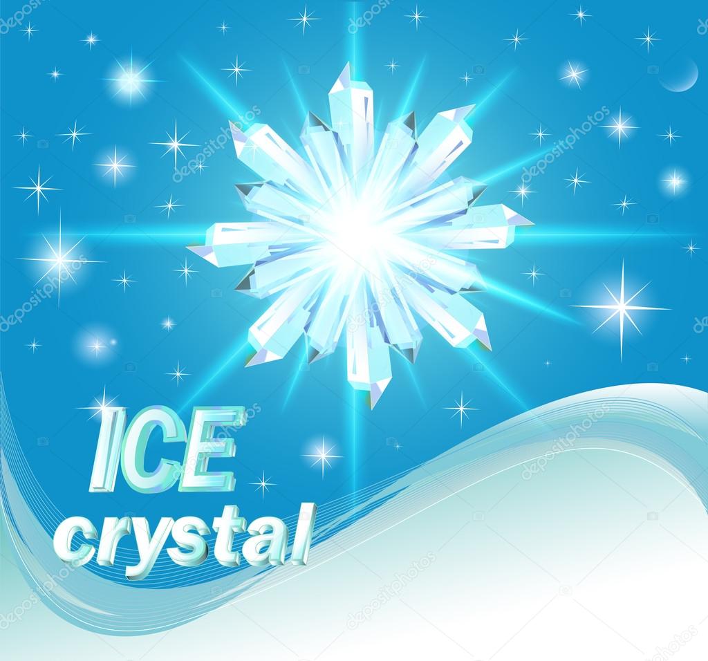 background with shiny crystals of ice and wave