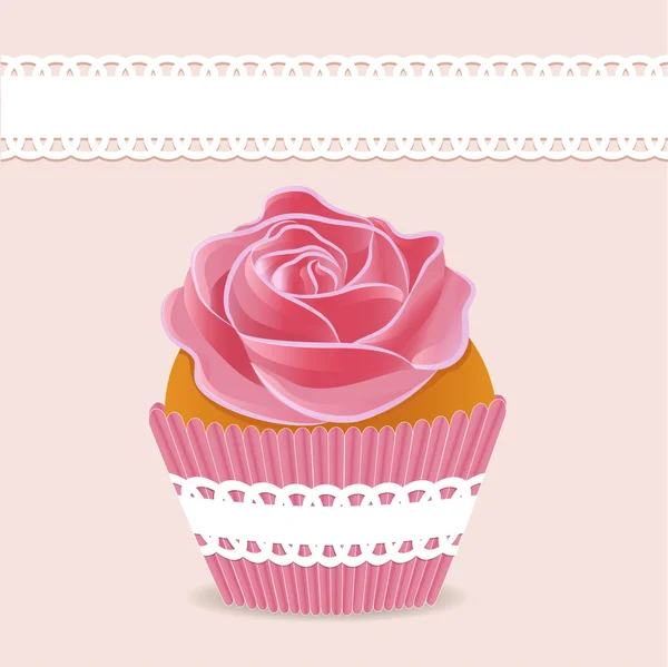 Background cake cupcake with cream roses and a place for text — Stock Vector