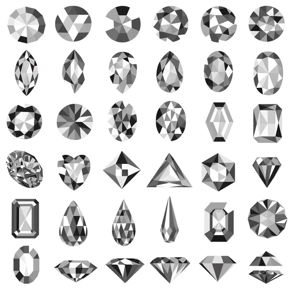Conjunto de pedras preciosas de diferentes cortes e formas — Vetor de Stock