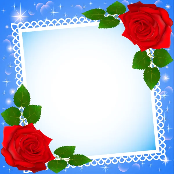 Background festive frame with red roses — Stock Vector