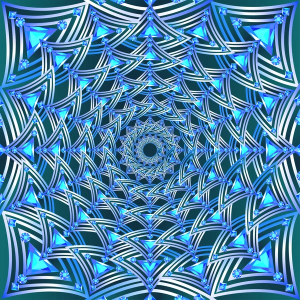 Fond de bijoux en argent avec des pierres précieuses bleues — Image vectorielle