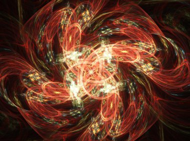 Fractal background  twisted flower on dark