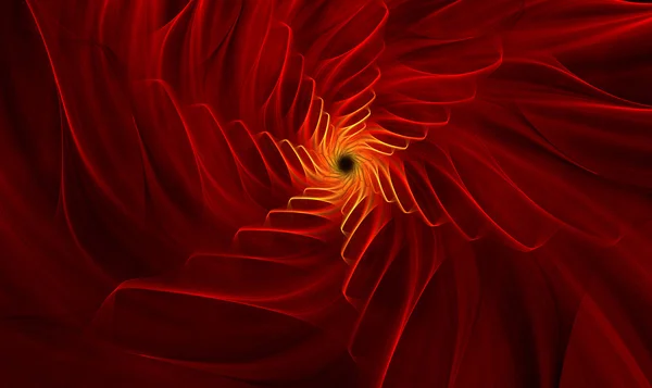 Fraktaler Hintergrund mit leuchtend roter Blume mit goldener Mitte — Stockfoto