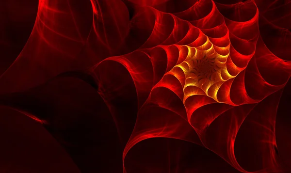 Fundo com uma flor vermelha fractal espiral com brilho dourado — Fotografia de Stock
