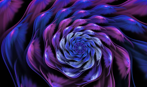 Fundo fractal com uma flor azul com flores em folhas — Fotografia de Stock