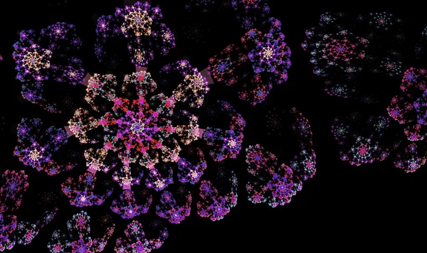 Fractal  fireworks over a black background — Stockfoto