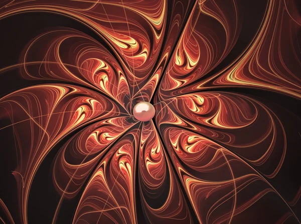 Фрактальна ілюстрація яскраво-коричнева квітка з перлами — стокове фото