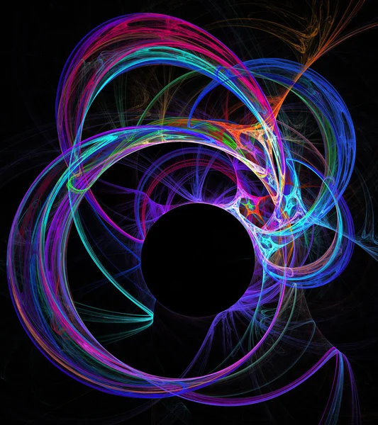 Illustration background fractal abstraction neon circles and cop — Stock Photo, Image