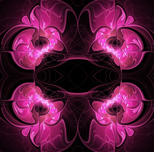 Фрактальная иллюстрация фон рамка с розовыми цветами и сеткой — стоковое фото