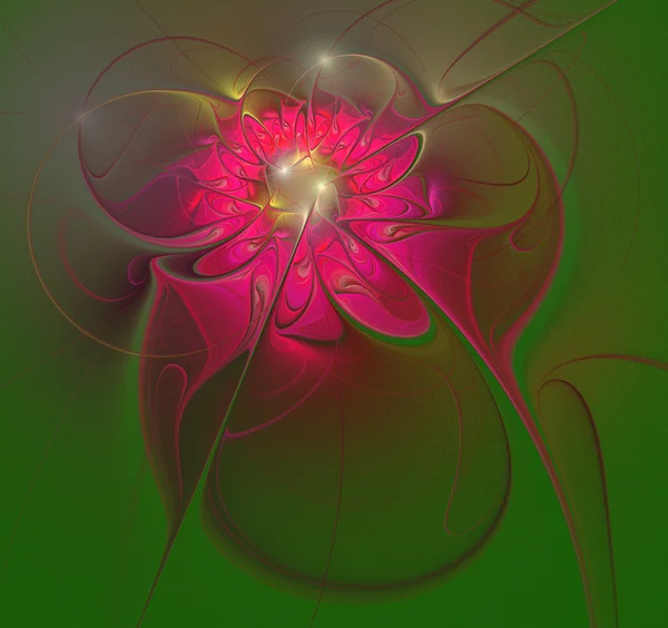 Ілюстрація фону фрактальна сяюча квітка на зеленому фоні — стокове фото