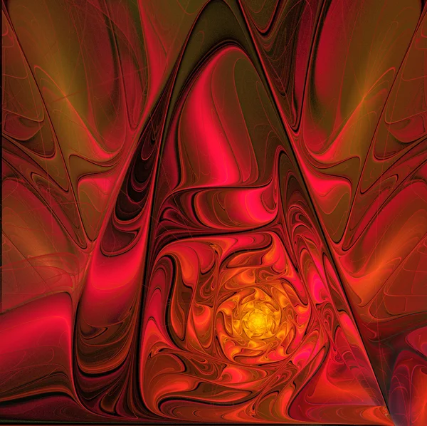 Фрактальний ілюстраційний фон з золотим блискучою атласною квіткою — стокове фото