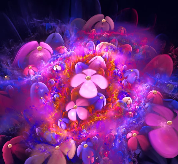 Fundo de ilustração fractal campo de cor rosa brilhante — Fotografia de Stock