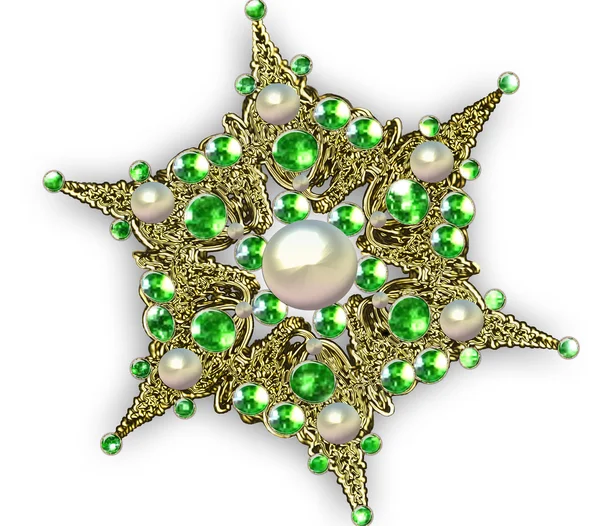 Illustratie fractal sterren broche met edelstenen — Stockfoto