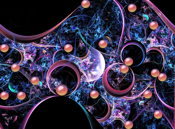 Fundo de ilustração fractal com padrão e balão colorido — Fotografia de Stock