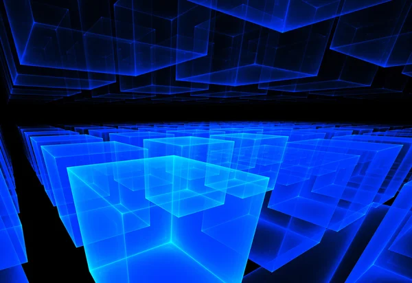 Ilustração fractal de fundo cósmico de linhas de cubos em pe — Fotografia de Stock