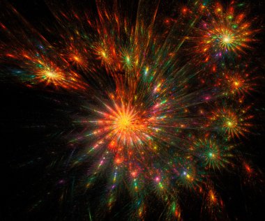 fraktal illüstrasyon fireworks siyah bir arka plan üzerinde