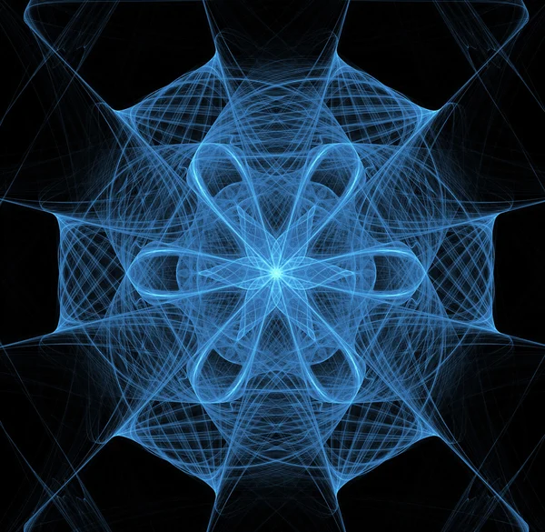 Фрактальна ілюстрація синього фону з мереживною серветкою — стокове фото