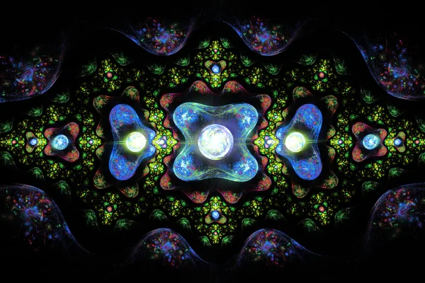 Ilustração jóias padrão fractal e pedras preciosas brilhantes — Fotografia de Stock