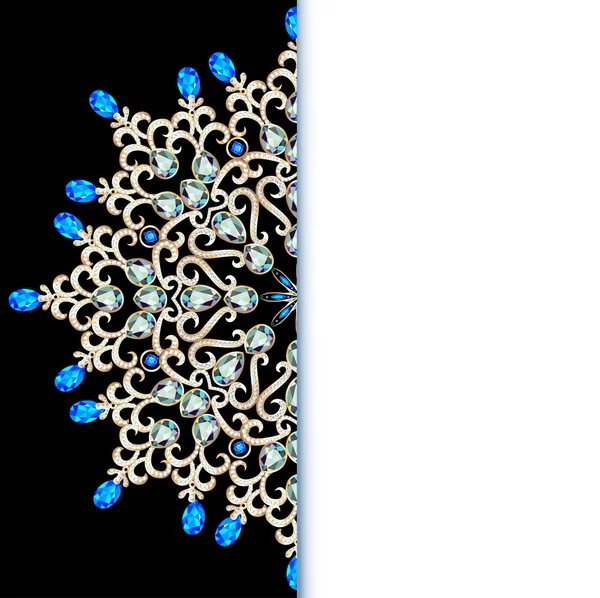 ラウンドの宝石コピー スペース金パターンのイラスト背景 — ストックベクタ