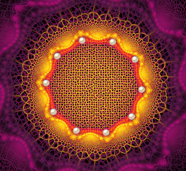 Ilustrație fundal fractal cu un model și perle — Fotografie, imagine de stoc