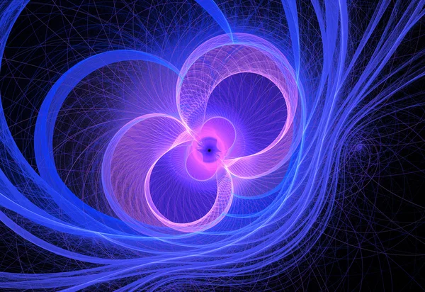 Фрактальная иллюстрация абстрактных неоновых технологических кругов — стоковое фото
