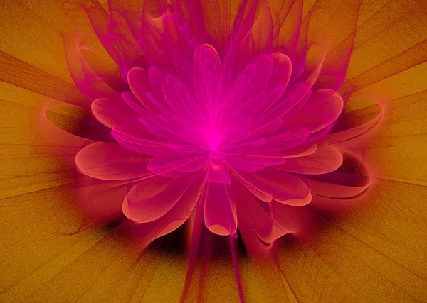 Ilustración de una fantástica flor fractal de color rosa brillante — Foto de Stock