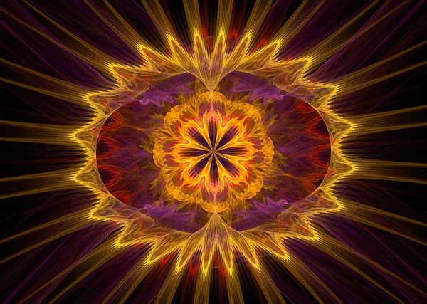 Illustration of a fractal background with glowing floral ornamen — Stok fotoğraf
