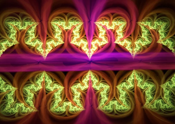 Ilustração de um fundo fractal com ornamentos dourados e s — Fotografia de Stock