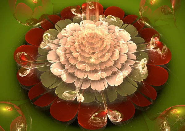 Illustration fractal flower with large leaves and balls — ストック写真