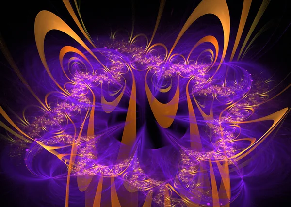 Illustration Fractal purple flower with gold ornaments — Stockfoto