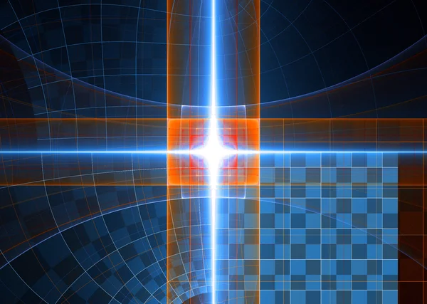 Иллюстрация фрактального фона с синими светящимися линиями — стоковое фото